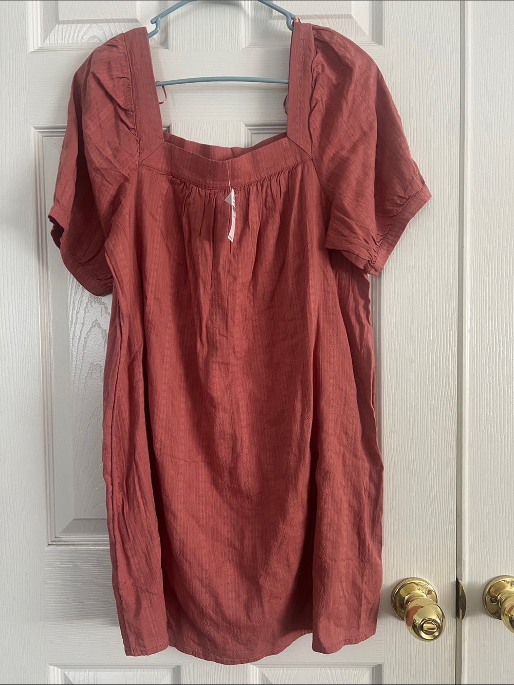 Old Navy Short-Sleeve Square-Neck Mini Dress in soft pink